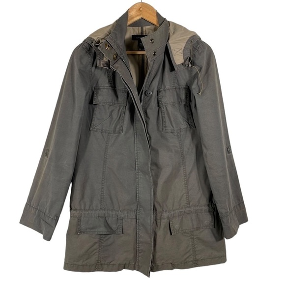 Calvin Klein Utility Jacket Coat Outerwear Hood Zip Button Outdoor Preppy Medium - Picture 1 of 12